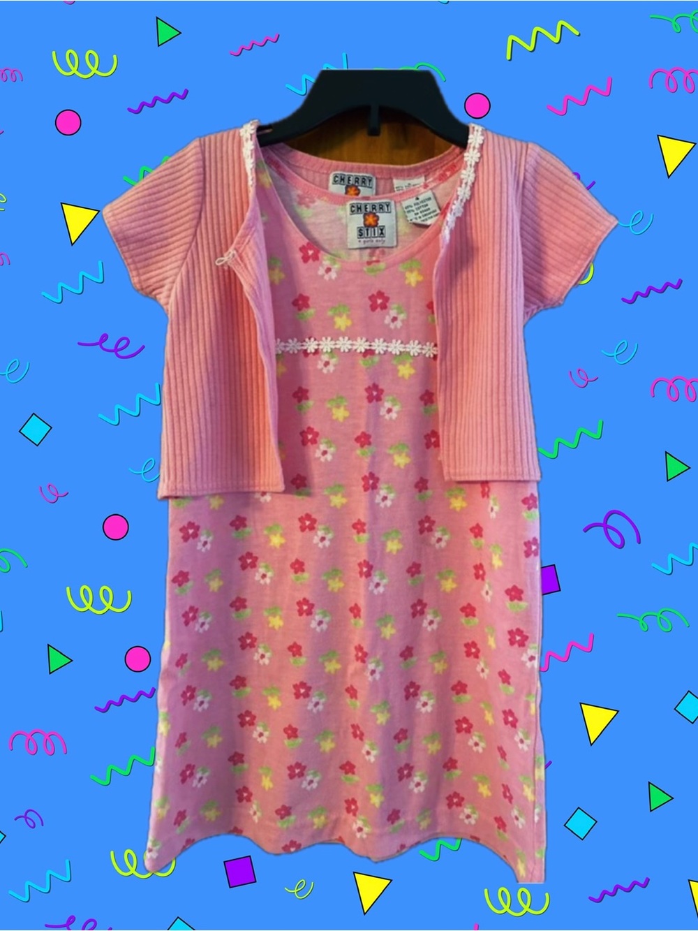 90’s Cherry Stix Pink Floral Casual Girls Dress
